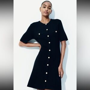 H&M RIB-KNIT BUTTON-DOWN FRONT DRESS